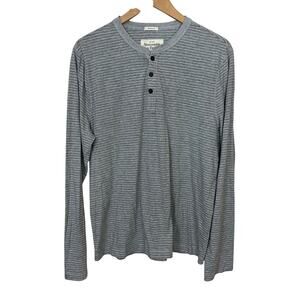 Abercrombie &‎ Fitch Henley Shirt Mens XL Gray Striped Muscle Fit Long Sleeve